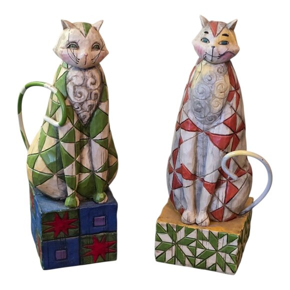 Vintage Retired JIM SHORE Heartwood Creek Cat Figurines Abraham & Felicity - Picture 1 of 8
